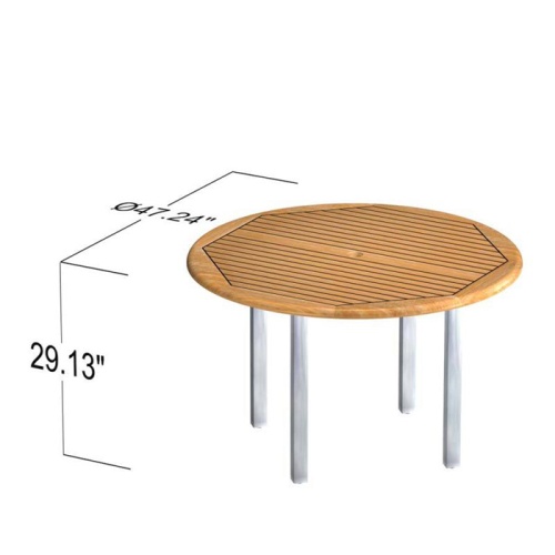 21007 Vogue teak and stainless steel Side Chair left side view showing autocad of angled right side view on white background