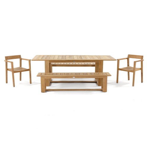 15900 Horizon Teak Table showing the hideaway of the leaf extension on white background
