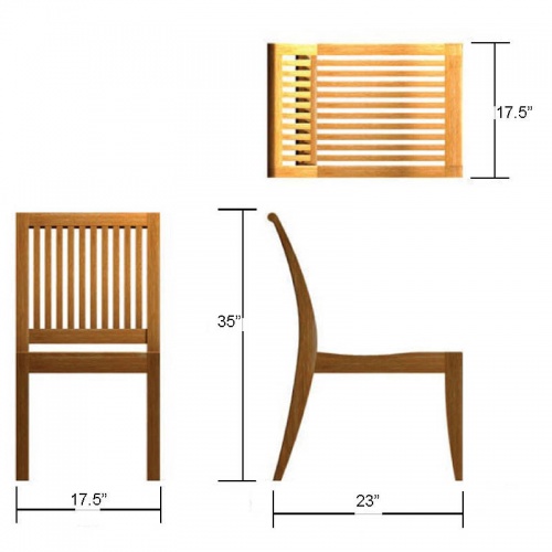 11810 Laguna Teak Side Chair in angled view of chair back on white background