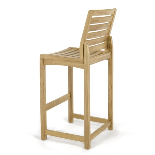 70631 Somerset Vogue teak side barstool left side rear view on white background