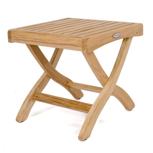 18600 Barbuda Teak Ottoman Side Table angled on white background