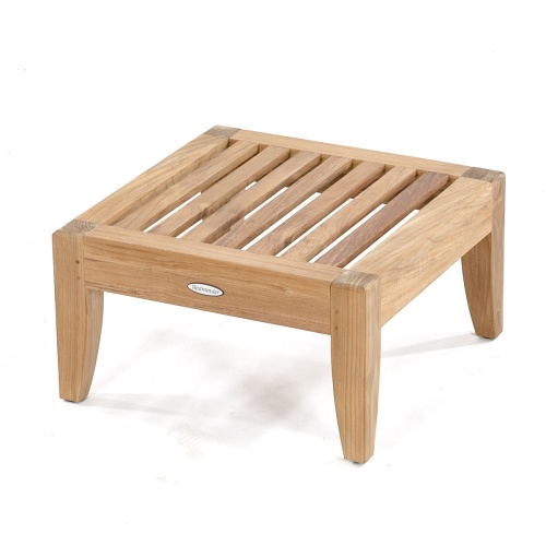 18652 Laguna 22 inch Teak Ottoman Frame showing angled top view on white background