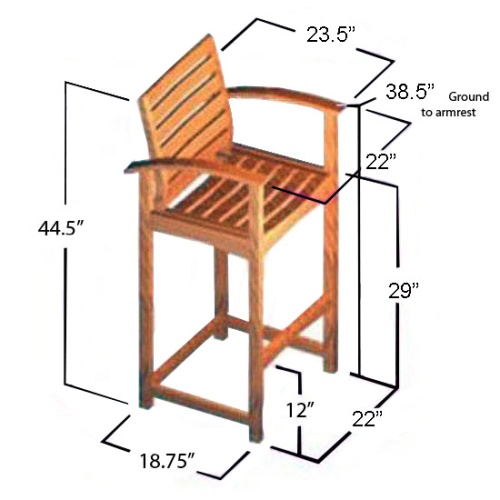 12466 Somerset Teak Bar Stool autocad on white background