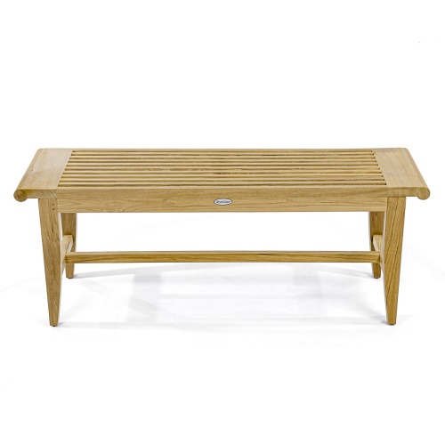 13915 Laguna 4 foot long teak Backless Bench angled side view on white background