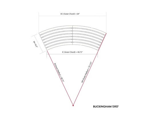 13937 Buckingham teak backless curved bench showing 2 curved benches in S shape angled end view on white background