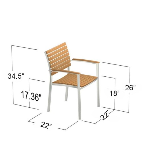 22007 Vogue Stacking Armchair showing autocad of angled side view on white background