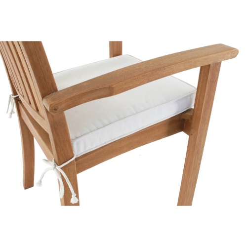 12196 Sussex Teak Chair showing closeup of arm rest in angled side view on white background
