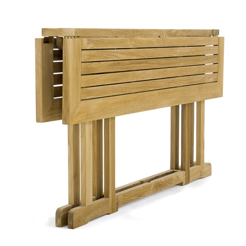 15663S Nevis Folding Dining Table in angled side view with both sides folded down on white background
