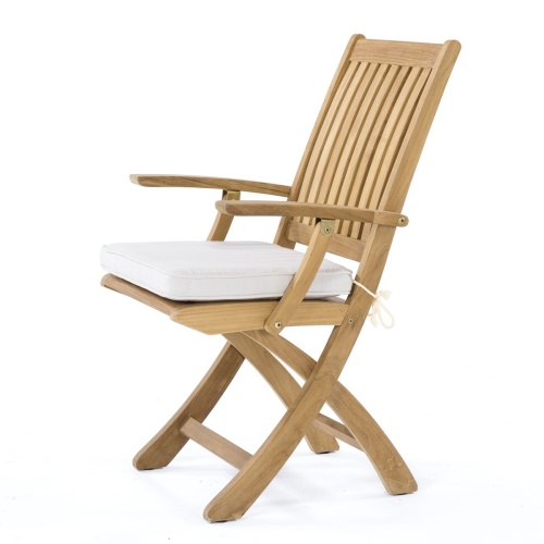 12569S Barbuda Teak Recliner with optional seat cushion left side angled view on white background