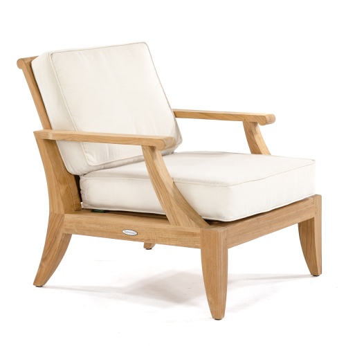 12152DP Laguna teak armchair with cushions side angled on white background