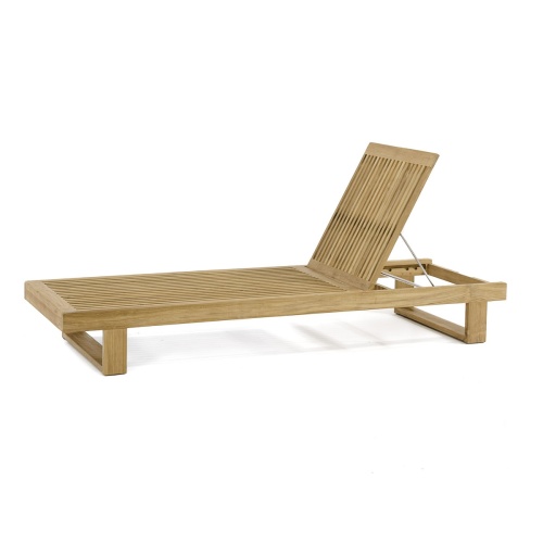 70308 Horizon teak chaise teak frame with backrest upright in side profile on white background