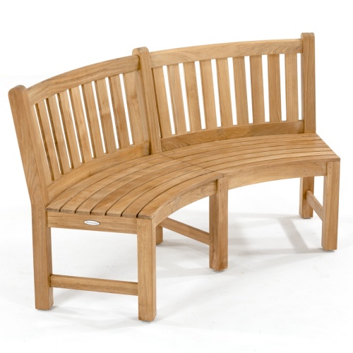 70383 Buckingham Curved Bench showing 4  benches with 2 together facing each other in angled view with optional canvas color cushion on white background
