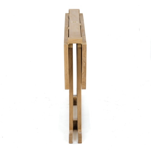 15663S Nevis folding Dining Table in end view with both leaves folded down on white background