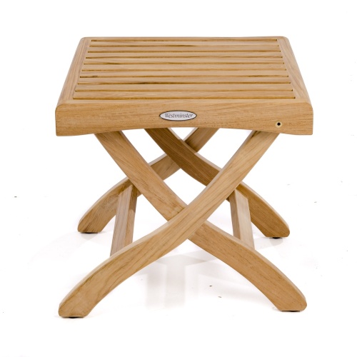 18600 Barbuda Teak Ottoman Side Table in end view on white background