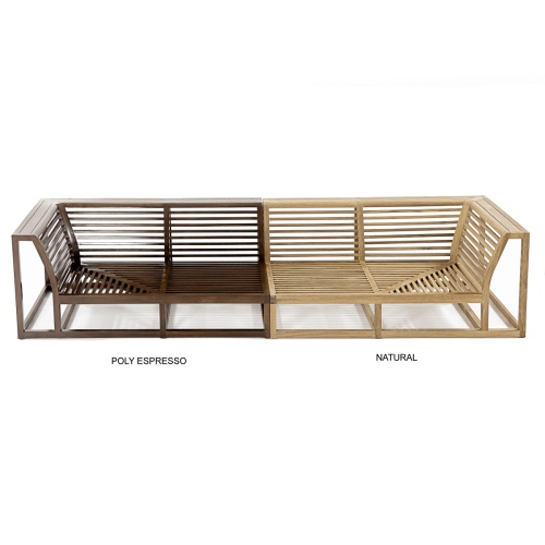 13801DP Maya Left Side Sectional Frame showing 2 side by side with natural and poly espresso finish on white background