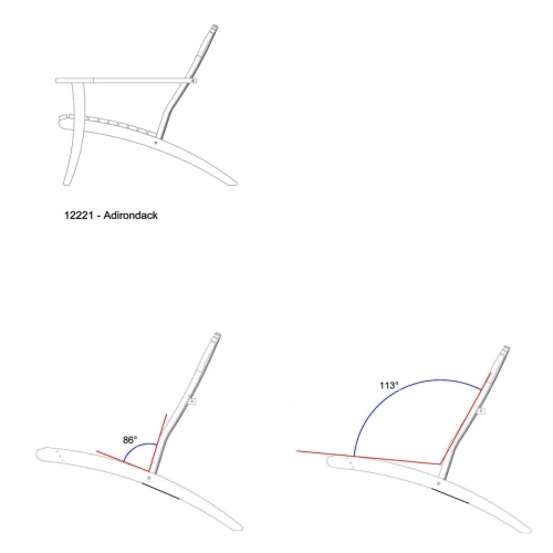 70000 two Adirondack Chair showing autocad of side views on white background