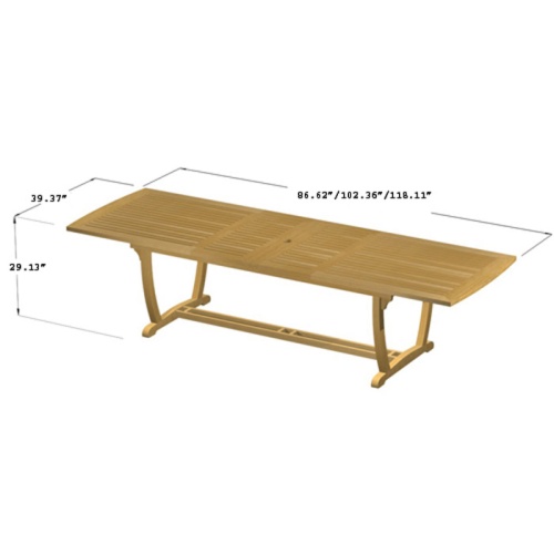 15585 Veranda Teak Table in angled side view on white background
