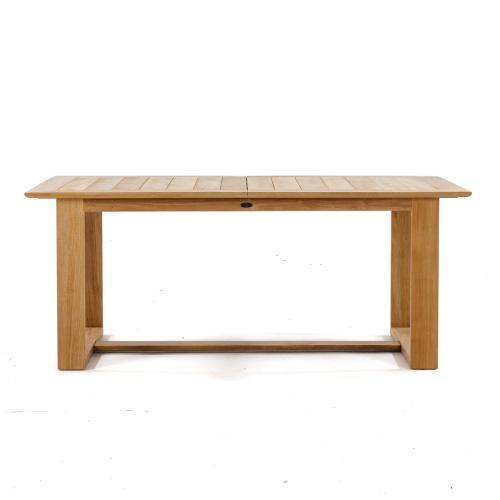 15900 Horizon Teak Table in angled side view on white background