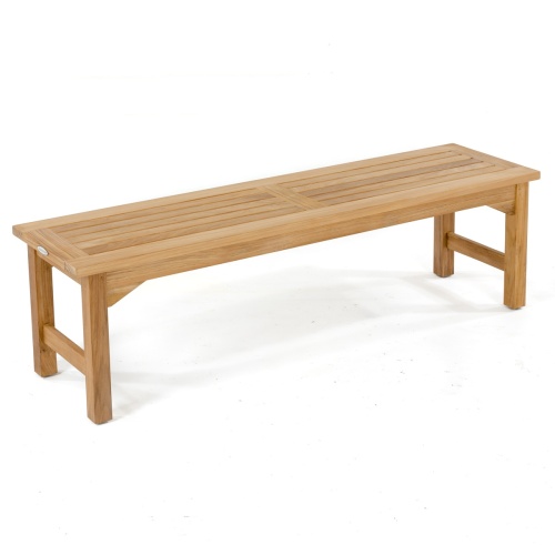 70446 Veranda 5 foot teak backless bench aerial angled view on white background