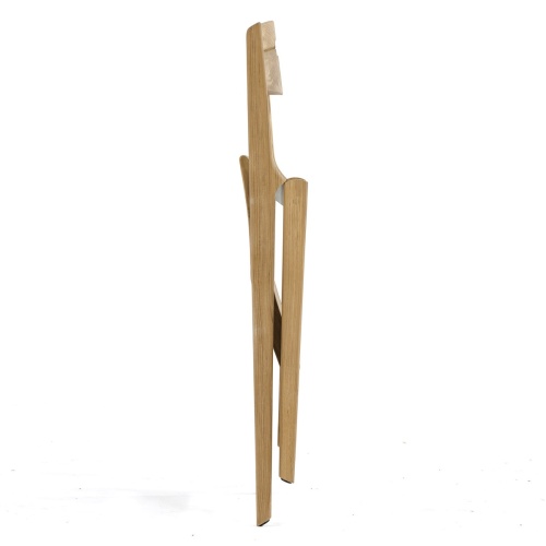 11916 Surf teak folding side chair folded flat in side view on white background