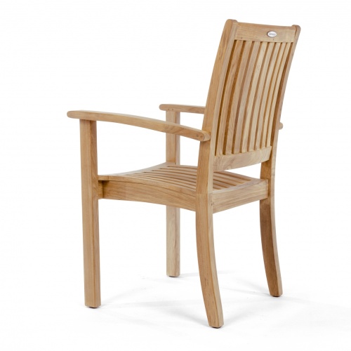 12196 Sussex Teak Dining Arm Chair in rear angled on white background