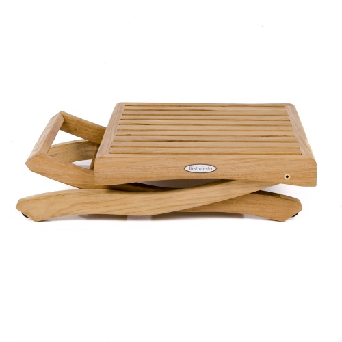 18600 Barbuda Teak Ottoman Side Table folded flat end view on white background
