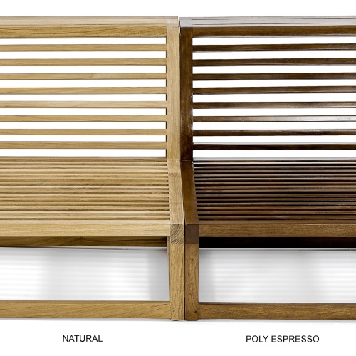 13801DP Maya Left Side Sectional Frame showing closeup of natural and poly espresso finish on white background 