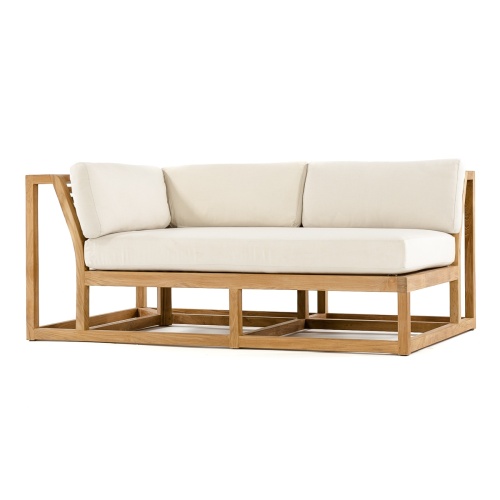 13801 Maya Left Side Sofa Teak Frame showing closeup of armrest on white background