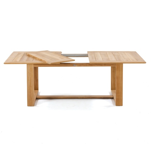 15900 Horizon Teak Table in side view on white background