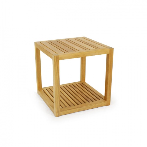 14800 Maya Teak Side Table angled on white background