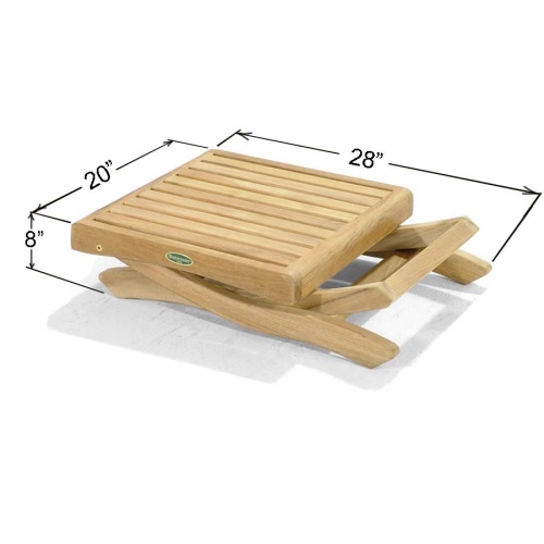 18600 Barbuda Teak Ottoman Side Table folded flat autocad on white background