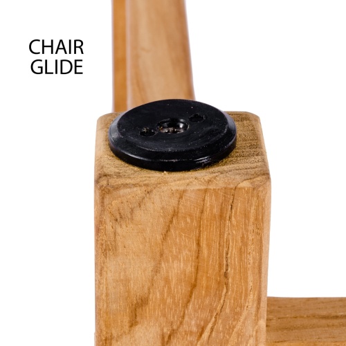 12170DP Kafelonia teak Barrel Chair bottom leg showing closeup view of chair glide on white background