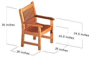 12218 Veranda Teak Armchair with optional seat cushion in angled side view on white background