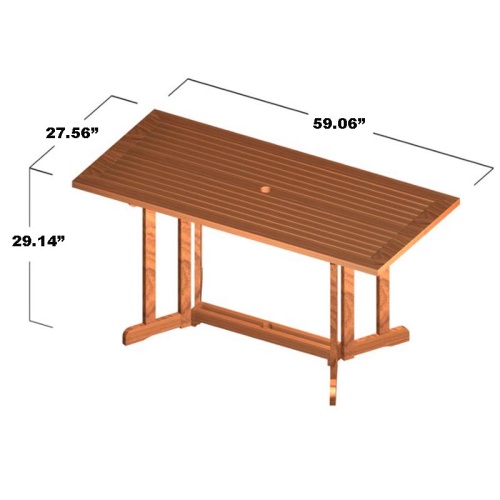 15663S Nevis 5 ft Rectangular Folding Table showing autocad of angled end view on white background