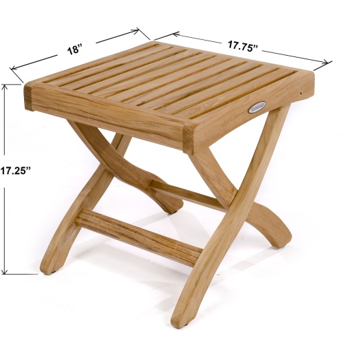 18600 Barbuda Teak Ottoman Side Table opened showing autocad on white background