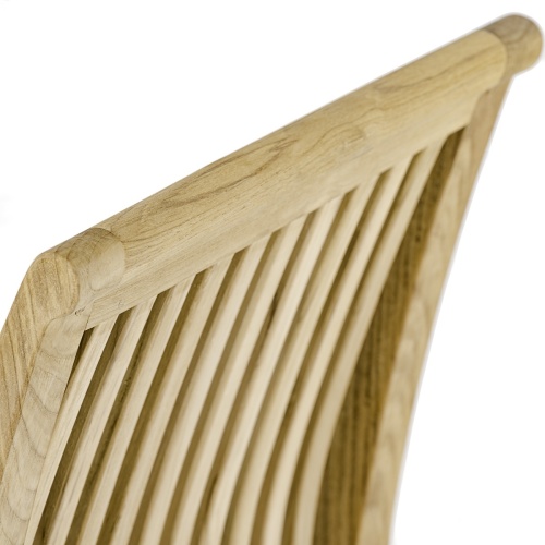 11810 Laguna Teak Side Chair showing closeup of angled left side view of lower chair back on white background