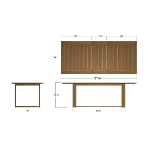 15900 Horizon Rectangular Extension table in side view showing  table leaf on table top on white background