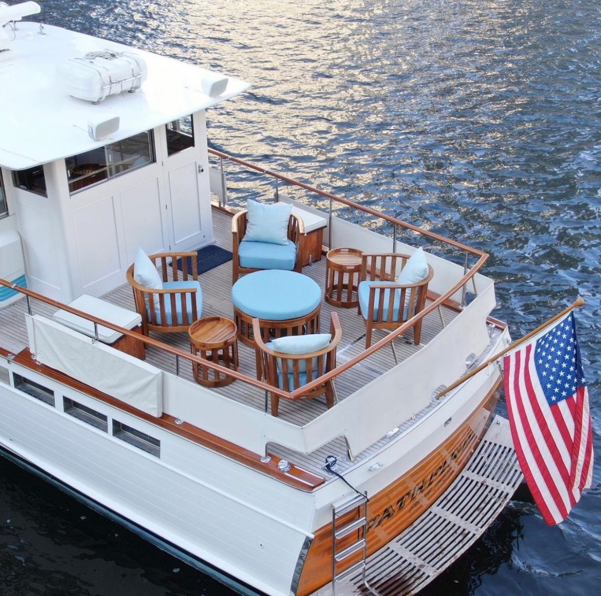 Kafelonia Barrel Chair Lounge Set on the deck of a yacht