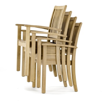 4 pc Sussex Teak Stacking Chair Set