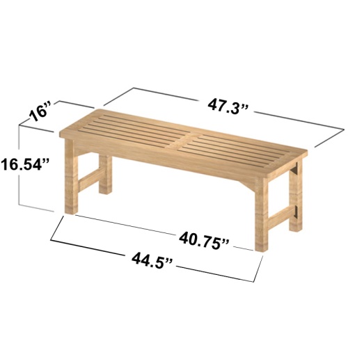 4 ft Veranda Backless Teak Bench - Picture L