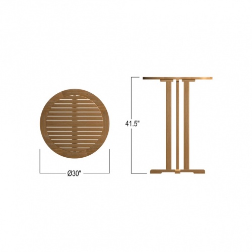Refurbished 30 inch Round Teak Bar Table - Picture G
