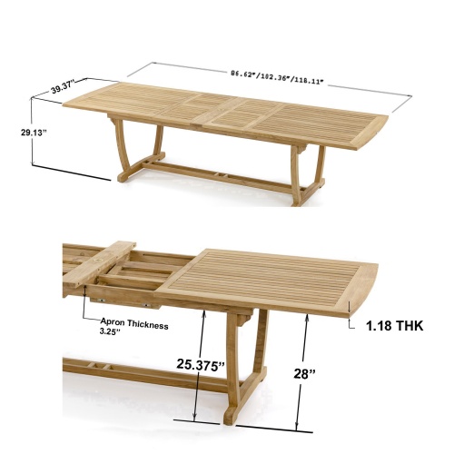 Veranda Rectangular Teak Extension Dining Table - Picture K