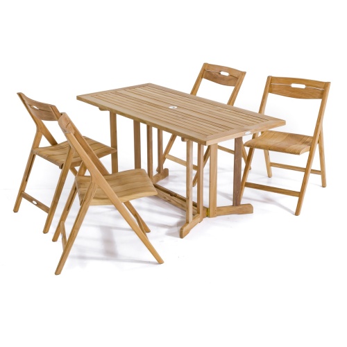 Nevis Rectangular Teak Folding Table with Stainless Steel Hardware - Picture K
