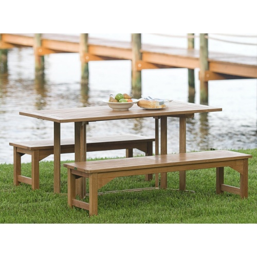 Nevis Rectangular Teak Folding Table with Stainless Steel Hardware - Picture L