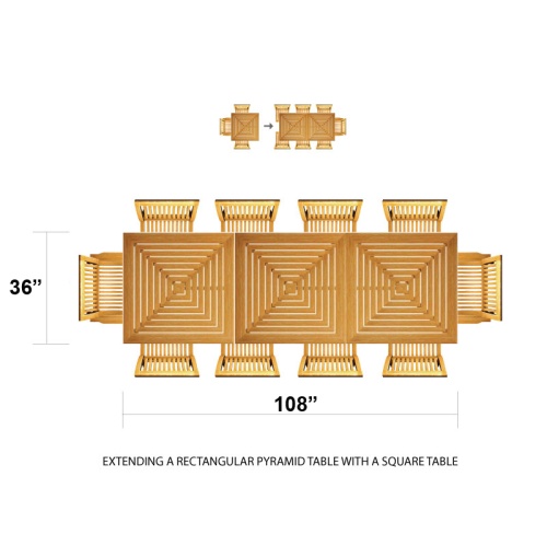 6 ft Pyramid Rectangular Teak Dining Table - Picture L