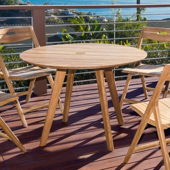 42" Surf Round Teak Table - Umbrella Ready