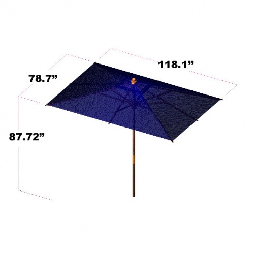 Rectangular Teak Umbrella 78 W x 118 L - Picture C
