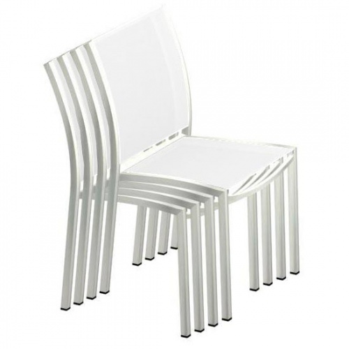 Stainless Steel Textilene Stacking Dining Chair - Picture D