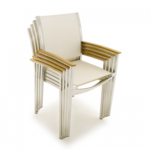 Teak & Stainless Steel Gemini Armchairs - Picture C