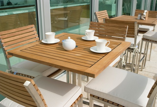 Vogue Bar Table Teak & Stainless Steel - Picture K